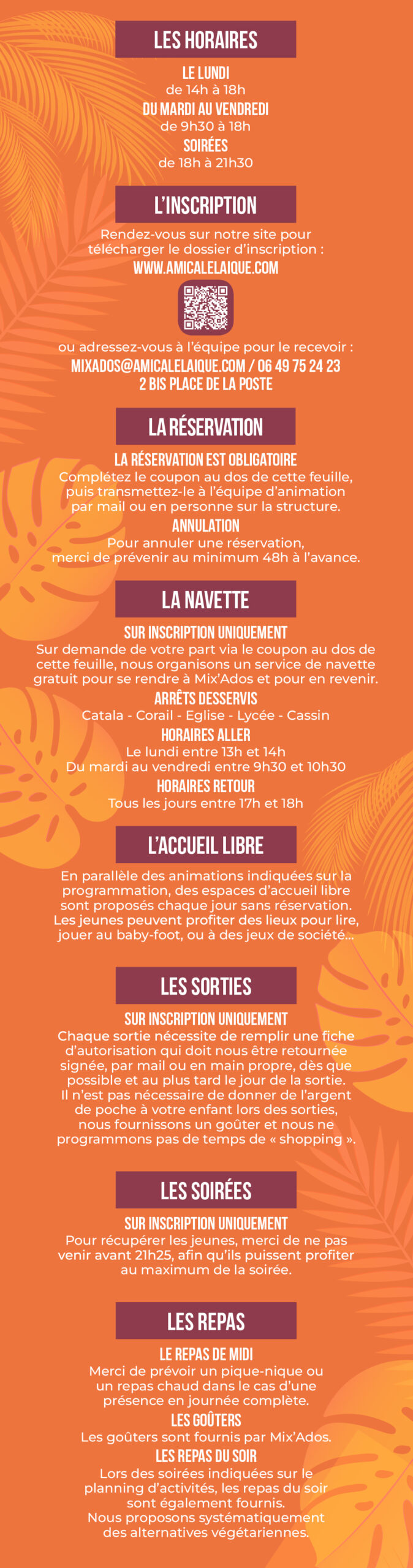 INFOS PRATIQUES ETE