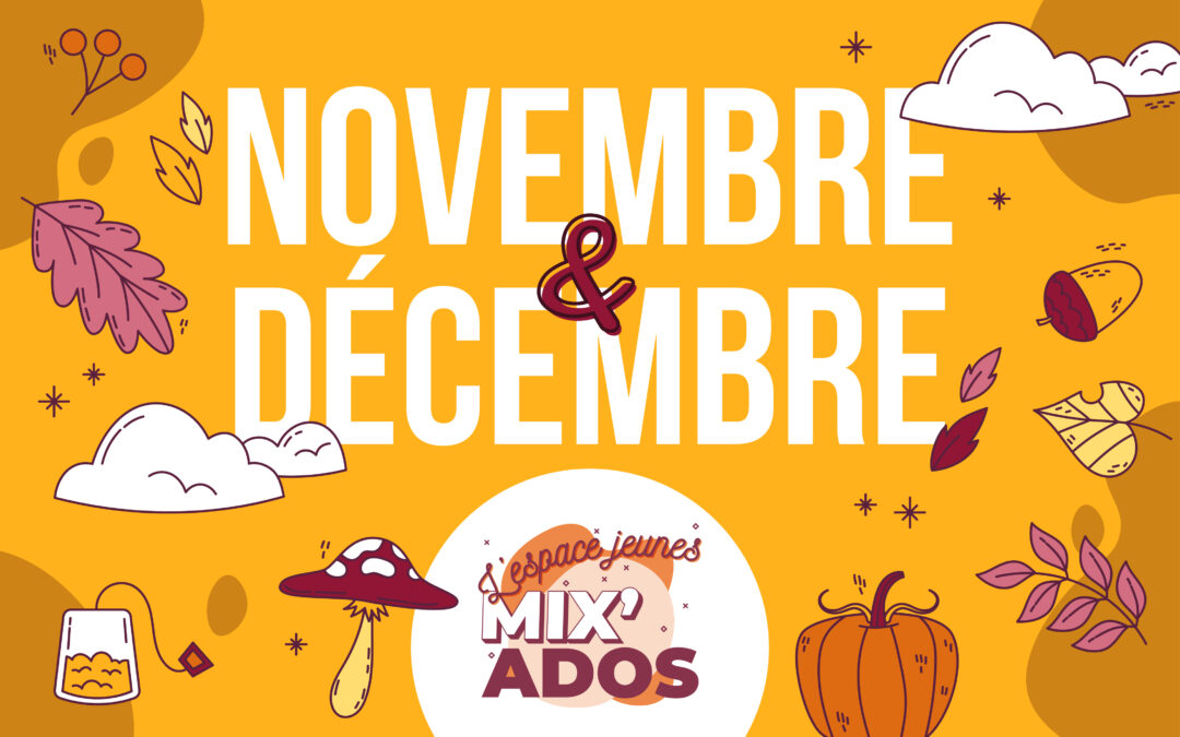 Découvrez le programme de novembre et décembre à Mix’Ados